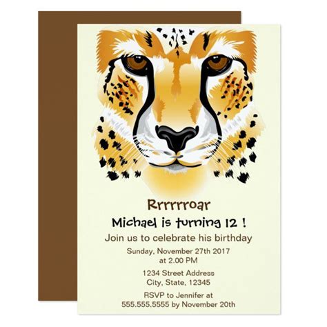 Printable Cheetah Birthday Invitations